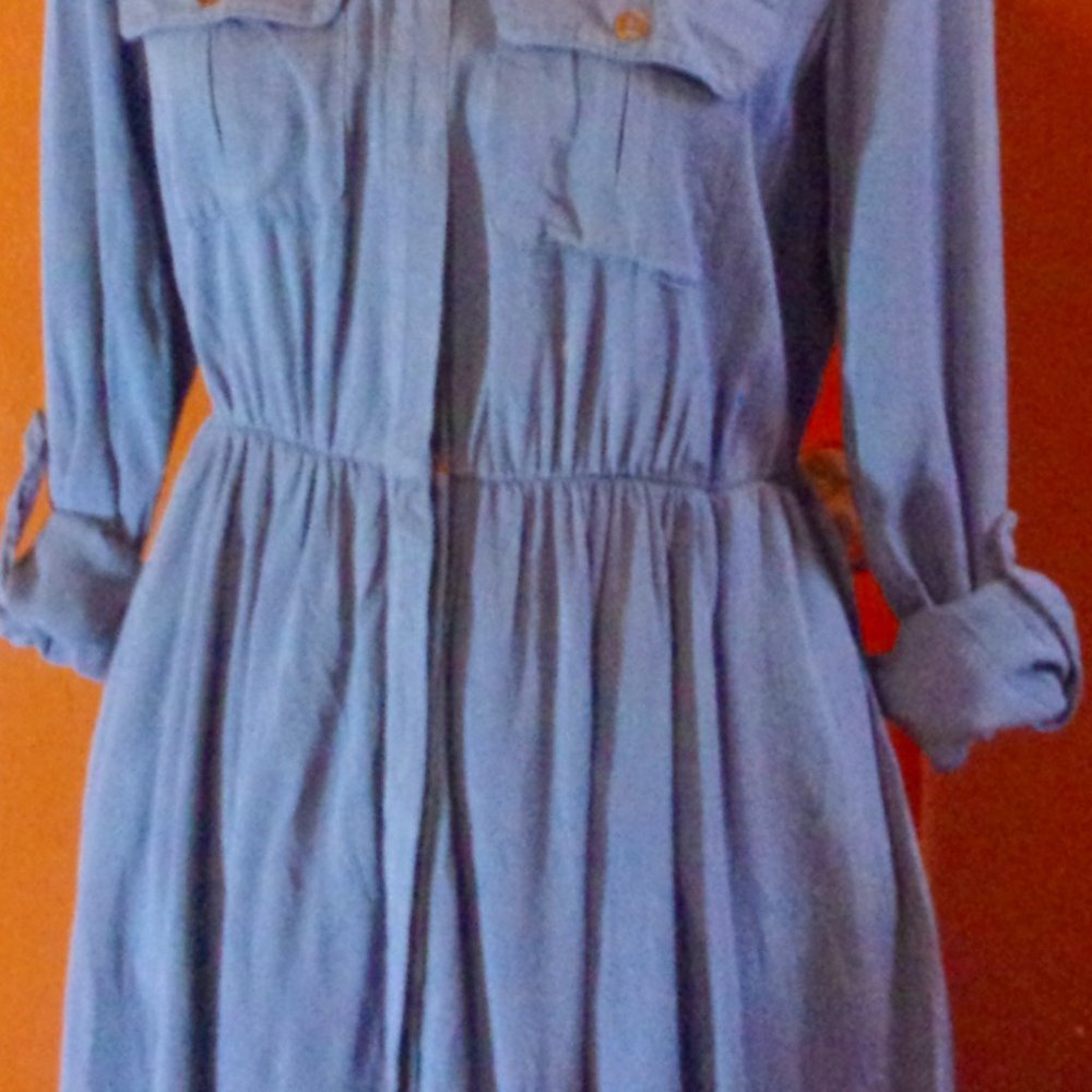 Maeve Chambray Roll Tab Button Front W/Pockets - image 2